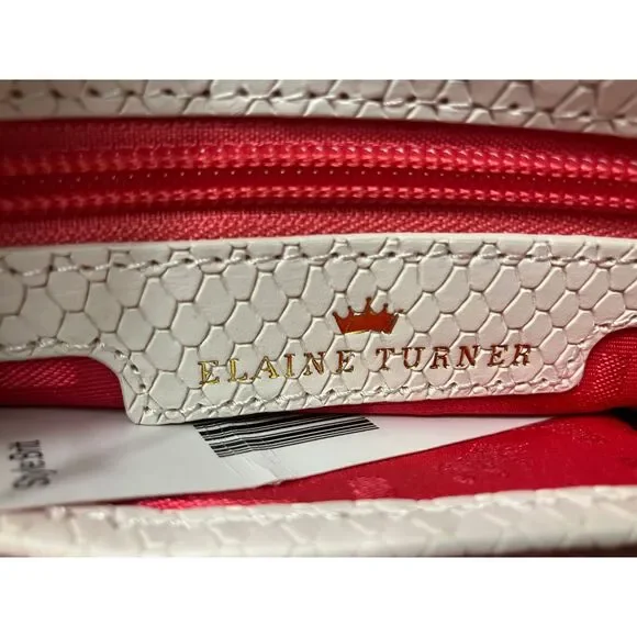 Elaine Turner White Snake-Embossed Clutch Wristlet | Like a New - Picture 13 of 16